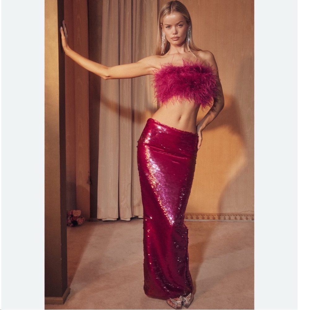 House of CB Alexis PinkSequin Maxi Skirt